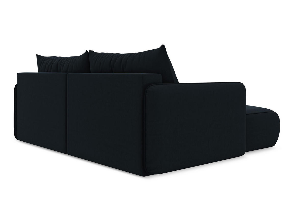 ECKSOFA mit Schlaffunktion Samt Stoff Blau - Blau/Schwarz, Kunststoff/Textil (148/207cm) - Makamii