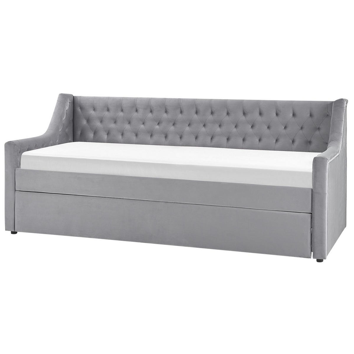 TAGESBETT 90/200cm Hellgrau Montargis - Hellgrau, Textil (90/200cm) - Beliani