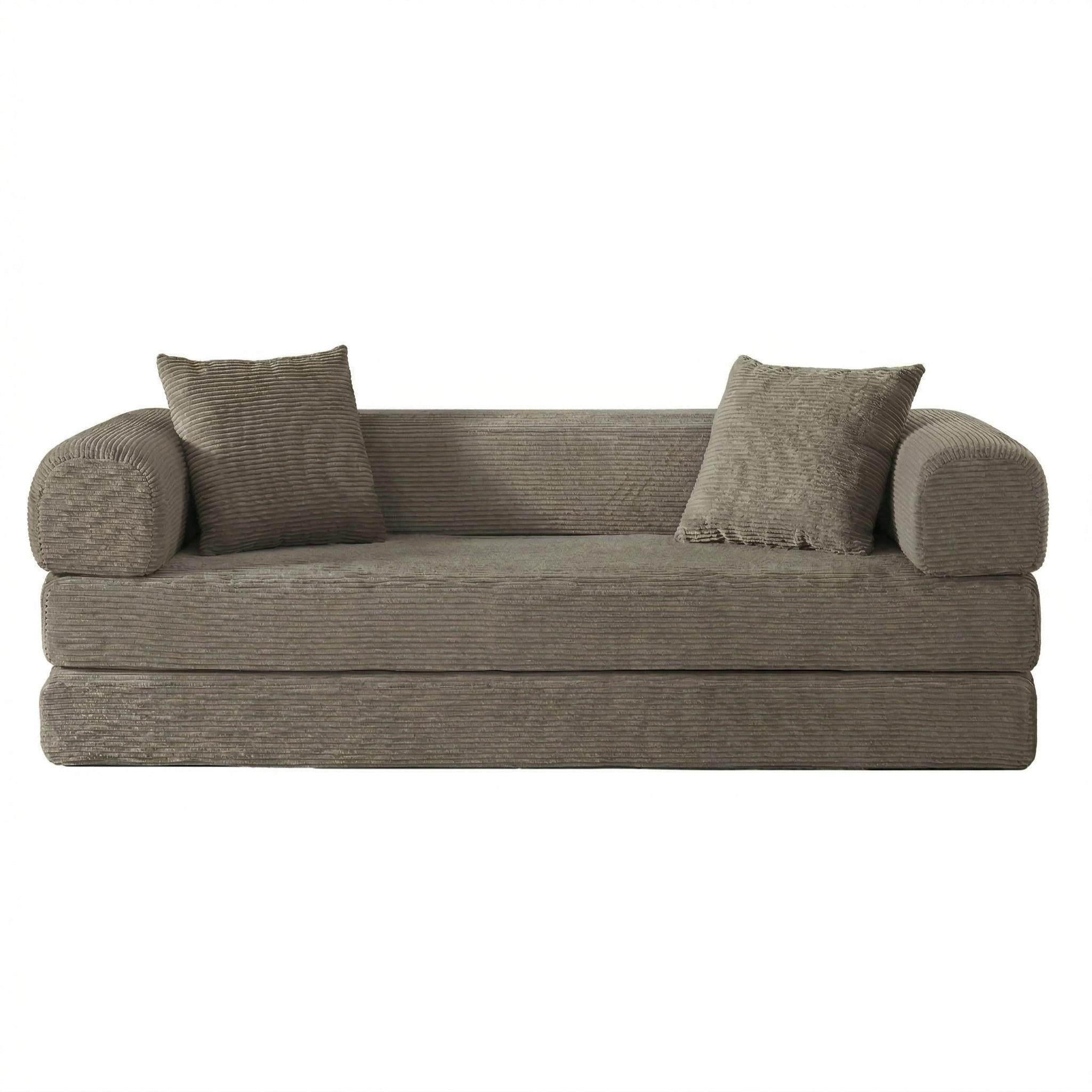 SCHLAFSOFA aus Cord in Taupe – 2-in-1 Bodensofa & Gästebett ohne Montage - Taupe, Textil (89/59/195cm) - Urban Meuble
