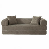 SCHLAFSOFA aus Cord in Taupe – 2-in-1 Bodensofa & Gästebett ohne Montage - Taupe, Textil (89/59/195cm) - Urban Meuble