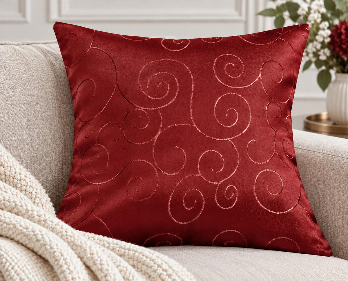 KISSENBEZUG 60/60 cm Bordeaux Damast Circle - Bordeaux, Textil (60/60cm) - TiborTex