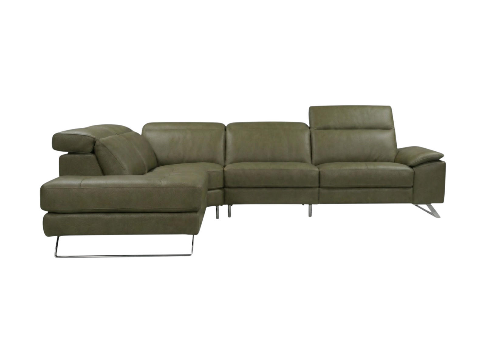 ECKSOFA Genius Echtleder Olivgrün - Olivgrün, Leder/Metall (230/264cm)