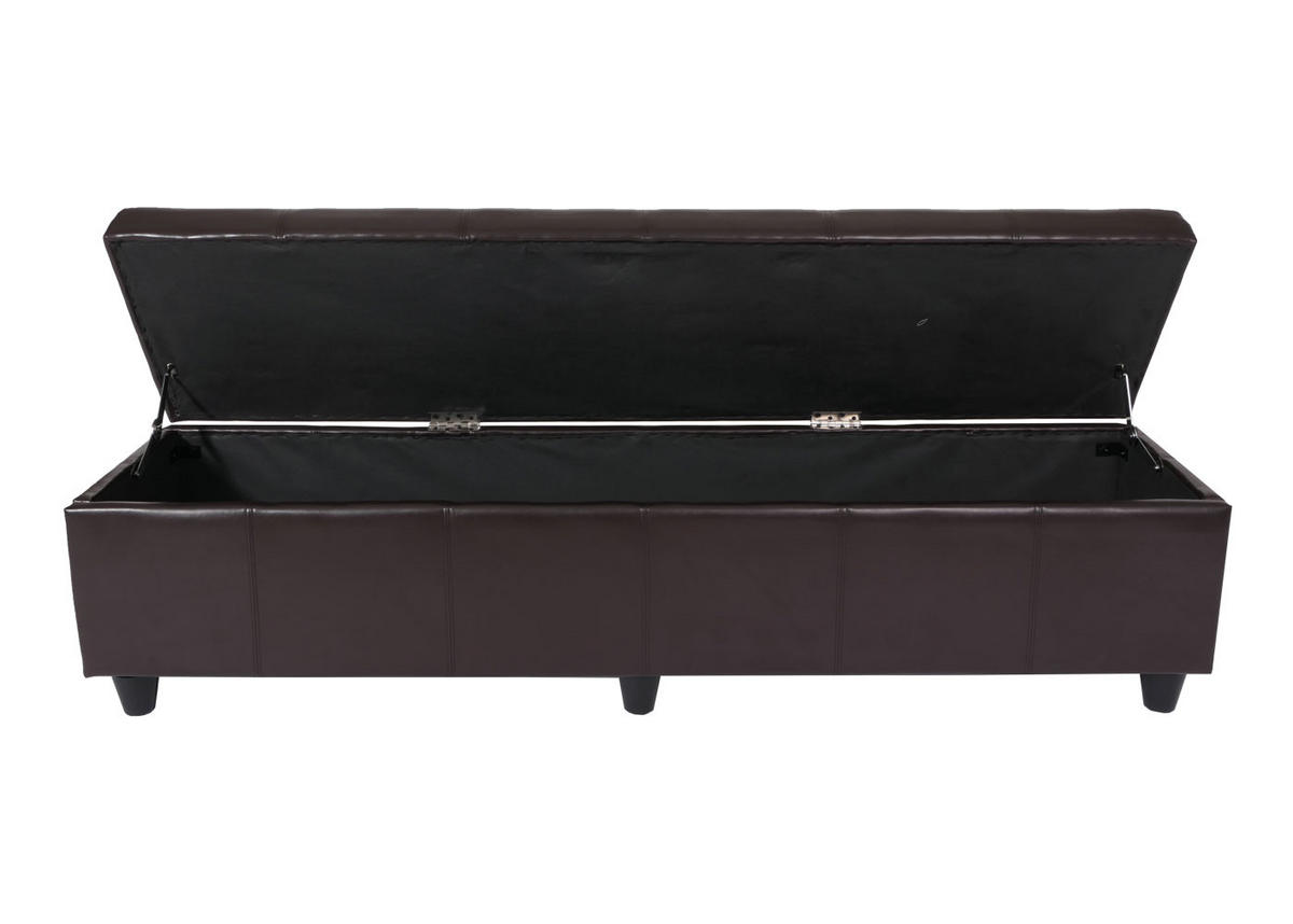 SITZBANK mit Aufbewahrung Lars XXL 45x180x45cm Weiß Leder + Kunstleder - Braun, Kunststoff (180/45/45cm) - BERLINLODGE