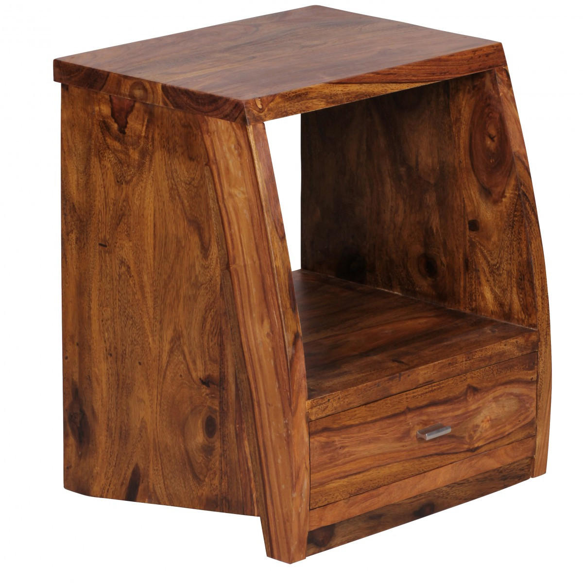 NACHTTISCH – Massivholz, Schublade & Ablage, Landhausstil - Braun, Holz/Metall (45/53/40cm) - KADIMA DESIGN