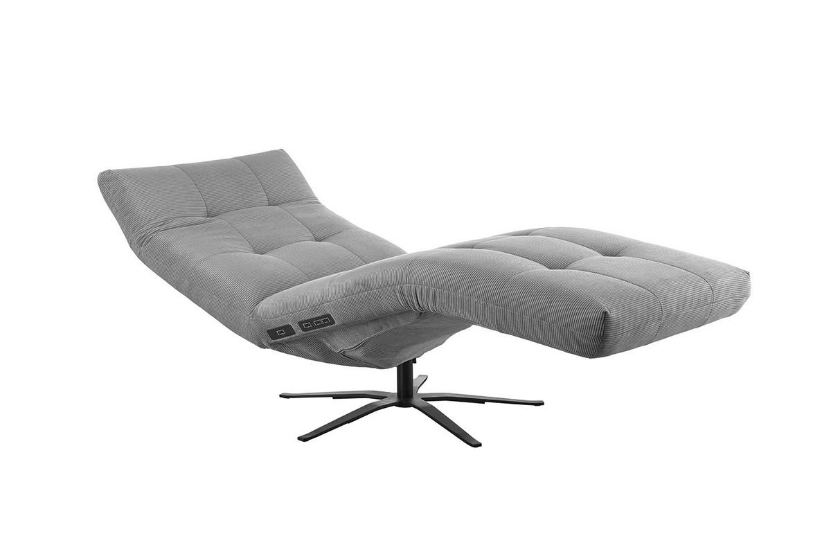 RELAXLIEGE LETICIA Grau Cord - Schwarz/Grau, Textil/Metall (82/115/156cm) - KAWOLA