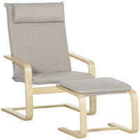 RELAXSESSEL Fußhocker Holz Stoff Kopfstütze 67 x 69 x 100 cm Grau - Grau, Textil (67/92/78cm) - Vallsero