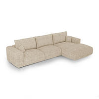ECKSOFA rechtwinklig COMO Cord Beige 300cm - Beige, Textil (300/165cm) - Premium Interiors