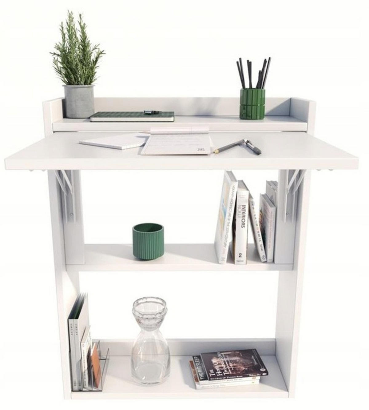 SCHREIBTISCH Klappbarer Wandregal Weiß 70/20/85 cm - Weiß, Holzwerkstoff (20/70/85cm) - Matkam Möbel