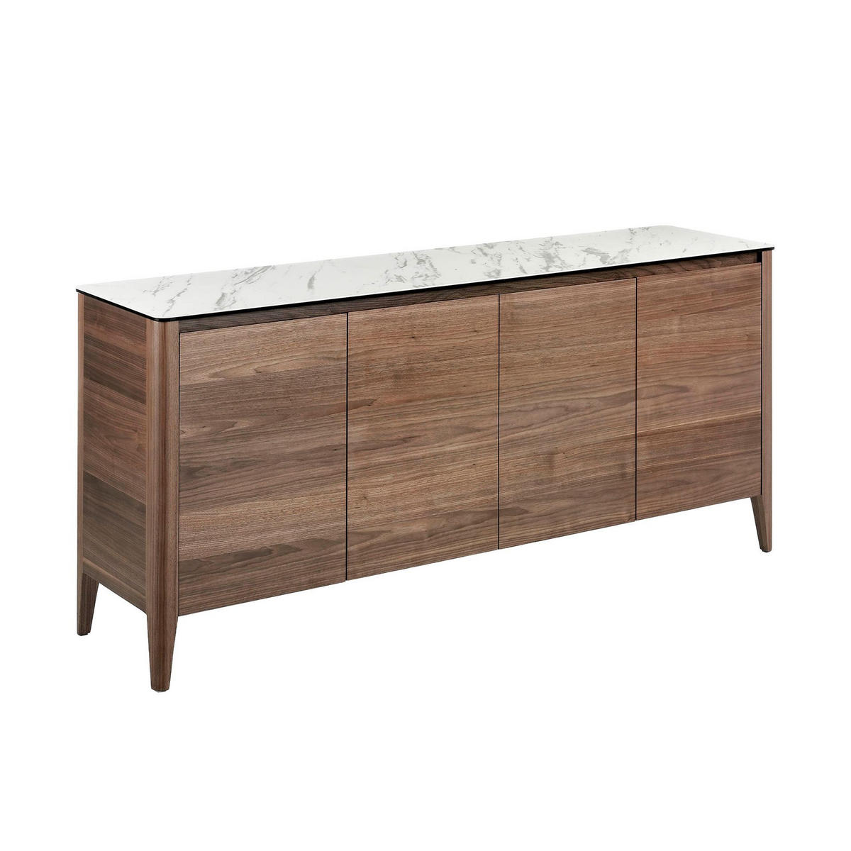 SIDEBOARD Sideboard aus Nussbaumholz mit Glasplatte in Marmorimitation 179/45/80 cm - Walnussfarben/Weiß, Holz/Stein (179/80/45cm) - ANGEL CERDA