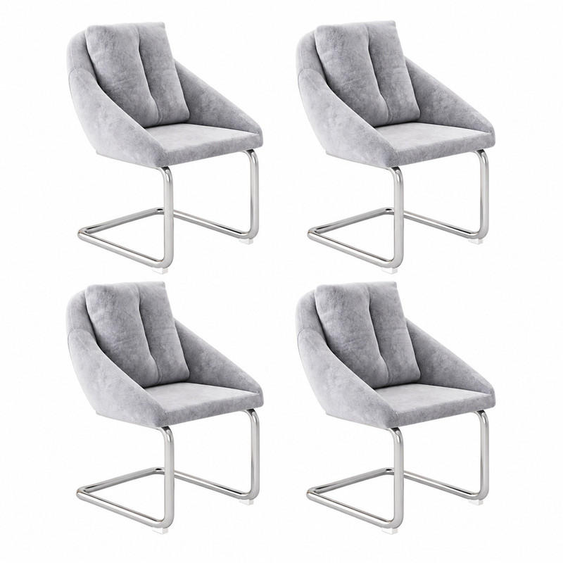 ESSZIMMERSTUHL mit Drehfunktion Samt Grau 4er-Set - Grau, Metall (54/82/65.1cm) - Meubliv