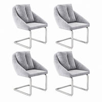 ESSZIMMERSTUHL mit Drehfunktion Samt Grau 4er-Set - Grau, Metall (54/82/65.1cm) - Meubliv