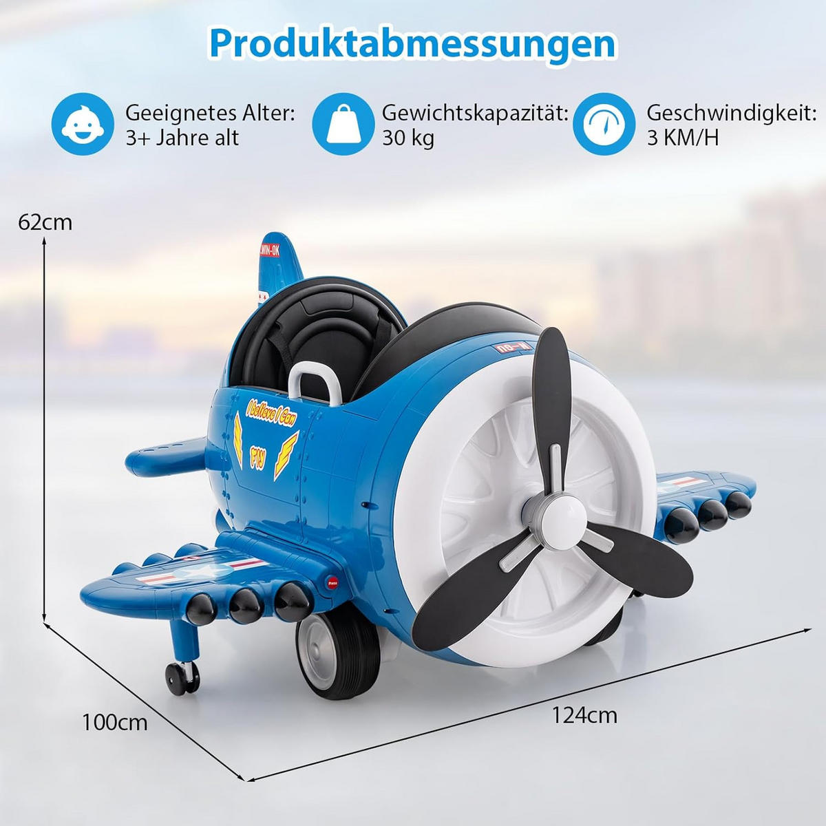 ELEKTROAUTO Kinder Blau - Blau, Kunststoff (100/62/124cm) - COSTWAY