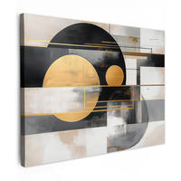 LEINWANDBILD Abstrakt - Gold - Silber - Formen - Ästhetisch - Modern Wandbilder 80x60 cm - Goldfarben, Textil (80/60cm) - MuchoWow