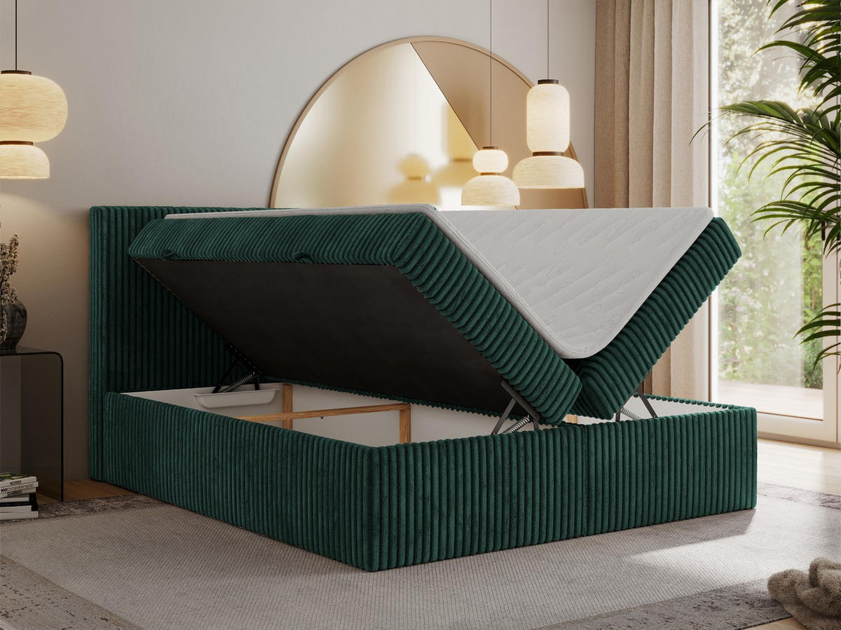 BOXBETT TILIANO 200/200 - Dunkelgrün Cord - H3 - Dunkelgrün, Textil (200/200cm) - MKS