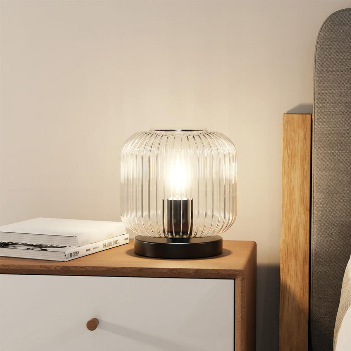 TISCHLAMPE LILY - Transparent, Tischlampe - Transparent, Glas (20/20/20.7cm) - Home Deluxe