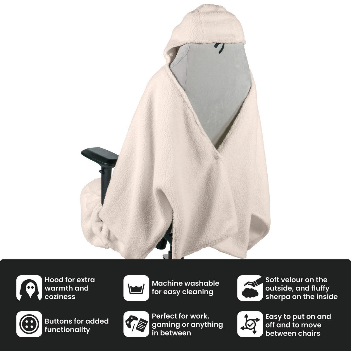 STUHLKUSCHELDECKE Velour/Sherpa Weiß - Weiß, Textil (135/155cm) - Arozzi