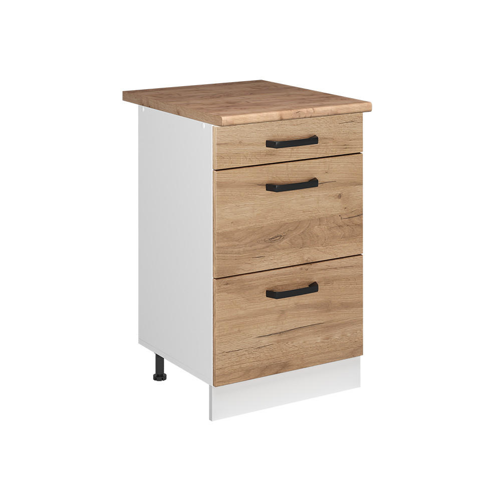 KÖKSUNDERSKÅP R-Line, Goldkraft ek/Vit, 50 cm Auksinis ąžuolas stalviršis Honungsek, Vit 81.6/50/60 cm