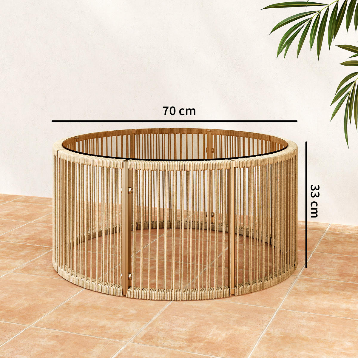 BEISTELLTISCH aus PE-Rattan 70/70/33 cm Braun - Braun, Kunststoff/Metall (70/70/33cm) - Outsunny