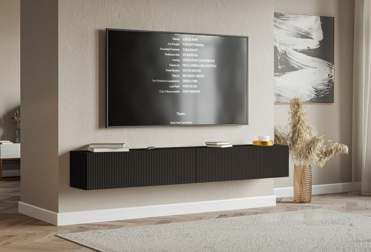 TV-LOWBOARD Veldio hängend Schwarz 200 cm - Schwarz, Holzwerkstoff (201.6/28.5/31.6cm) - Selsey