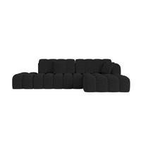 ECKSOFA mit Schlaffunktion Ottomane RECHTS OLEA-L2 321x164x75 Schwarz Tissu - Schwarz Hochglanz/Schwarz, Holzwerkstoff/Kunststoff (164/321cm) - ALTDECOR