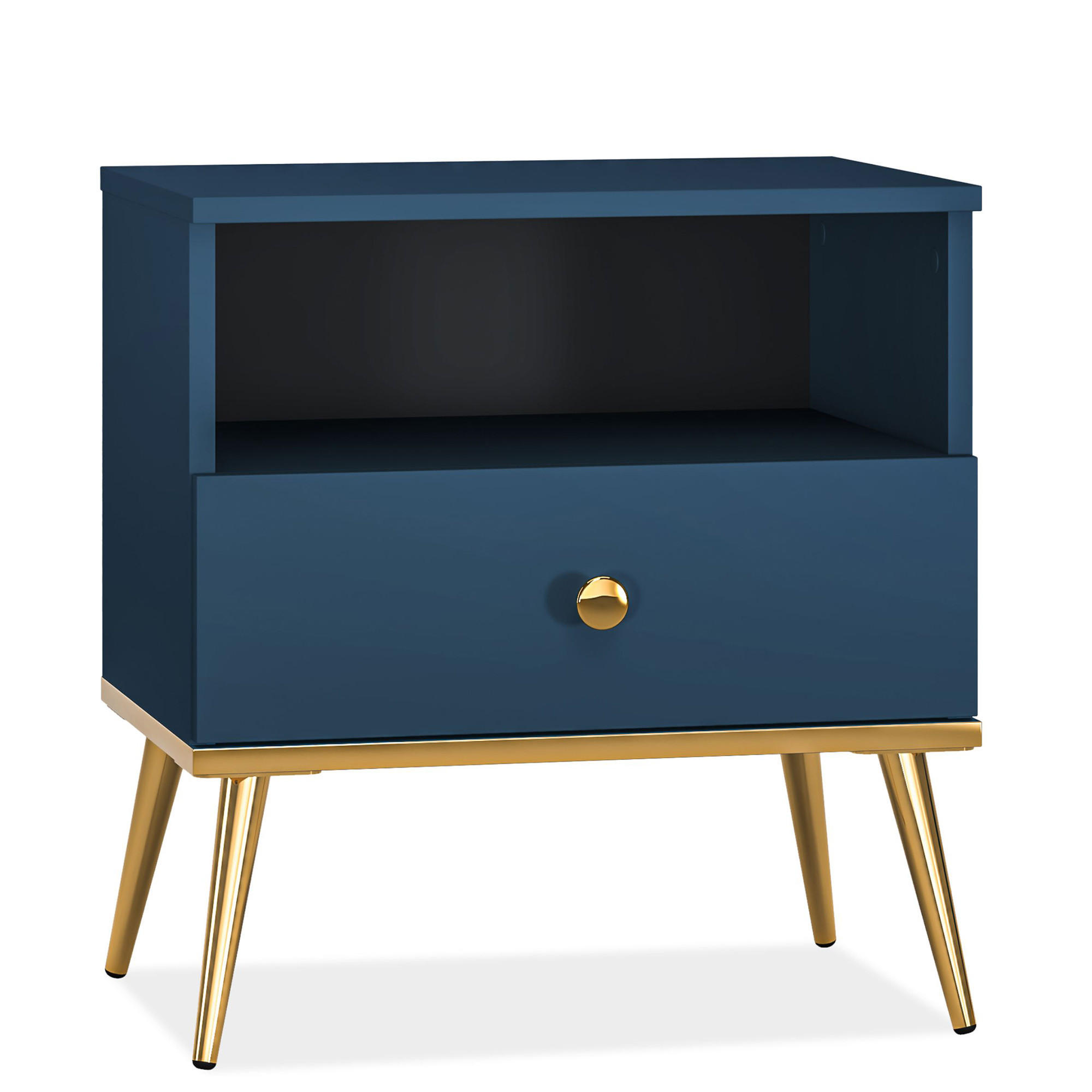 NACHTTISCH ARICIA mit Stauraum, Marineblau - Blau, Holz (50/54/34cm) - KONSIMO®