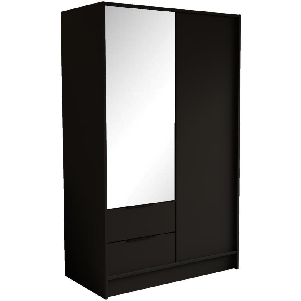 Beautysofa Drehtürenschrank Schwarz 100x200x51 cm
