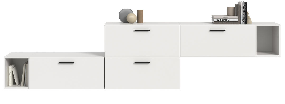 SIDEBOARD weiß 277 cm, Kommode mit Soft-Close - Schwarz/Weiß, Holzwerkstoff/Kunststoff (277/65/34cm) - Inn.Furn