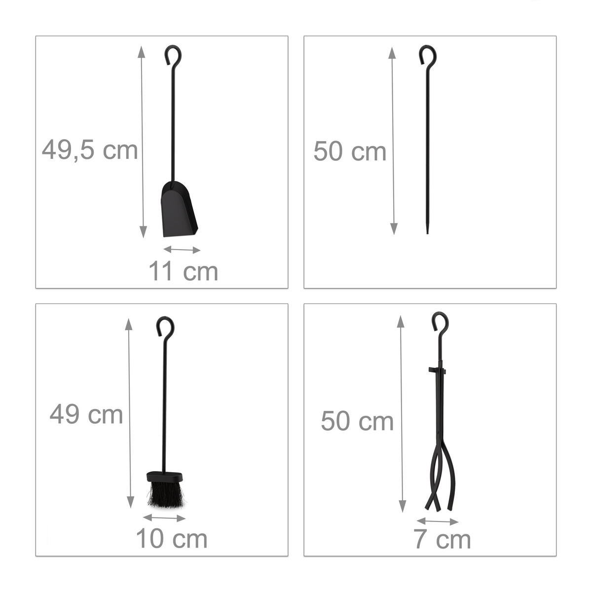 KAMINBESTECK - Schwarz, Metall (25/57/18cm) - Relaxdays