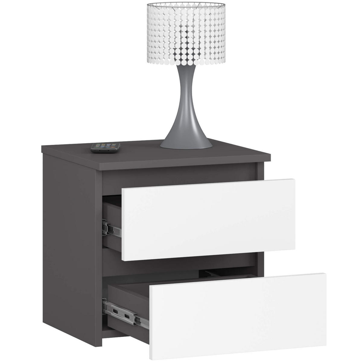 NACHTSCHRANK Grau, Weiß 40x35x40 cm - Eiche Artisan/Weiß, Holzwerkstoff (40/40/35cm) - Akord