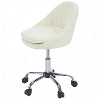 BÜROSTUHL höhenverstellbar drehbar Samt Beige mit Rollen - Beige, Metall (52/82/47.5cm) - Meubliv