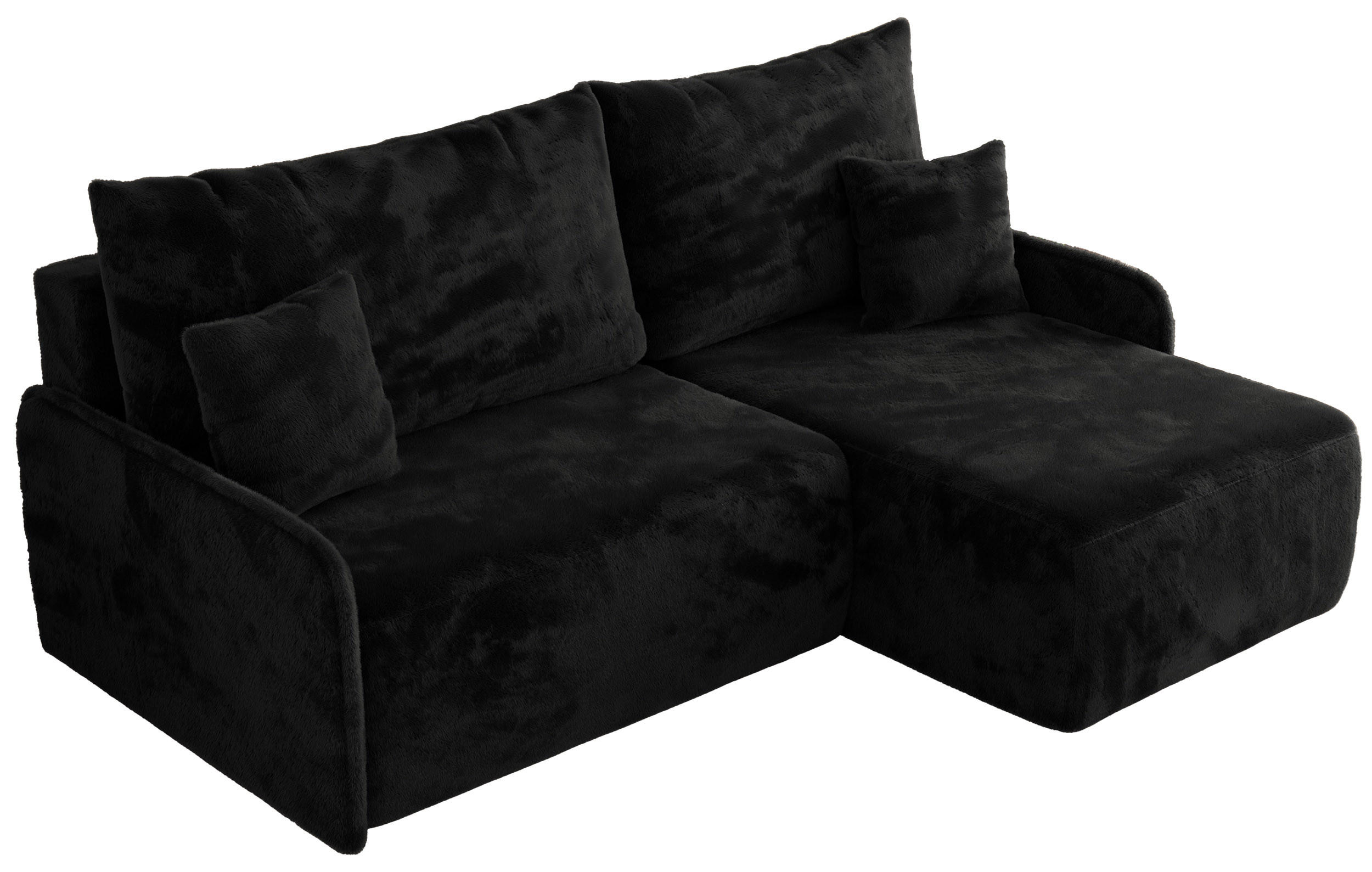 ECKSCHLAFSOFA ARPA L Schwarz Plüsch - rechts - Schwarz, Kunststoff/Textil (150/198cm) - MKS