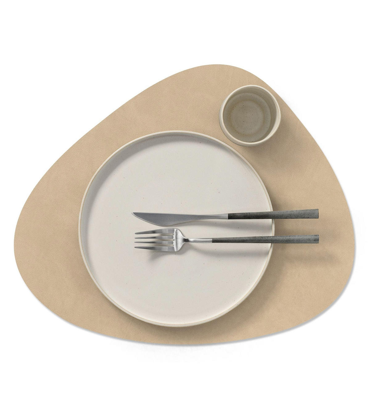 PLATZSET TISCHSETS Nupo - Leder - Braun / Sand - doppelseitig - Curved - 44 x 37 cm - 2 Stück - Terracotta, Leder (44/37/2cm) - LIND DNA