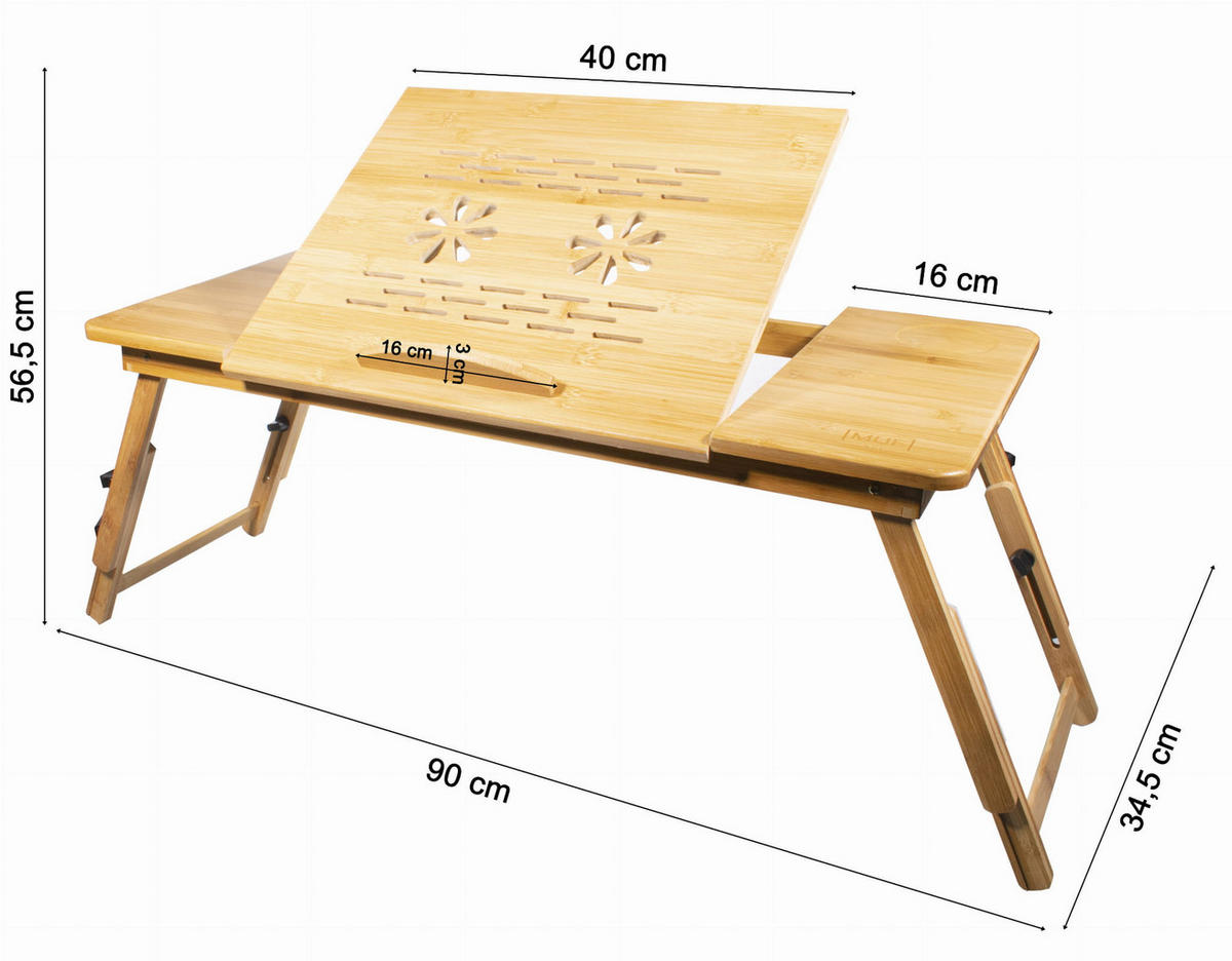 LAPTOPTISCH Bambus 40x34,5 cm XL Klappbar - Naturfarben, Naturmaterialien (34.5/40/56.5cm)