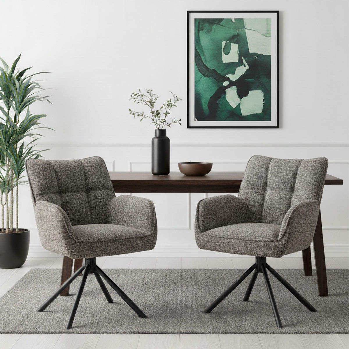 DREHSTUHL Mika-Daan - Schwarz/Grau, Textil/Metall (59/84/66cm) - DUBI Möbel