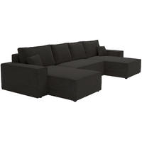 ECKSOFA 380 cm Bergamo U mit Bettkasten, Samt, Schwarz - Schwarz, Holz (377/189cm) - Emporius
