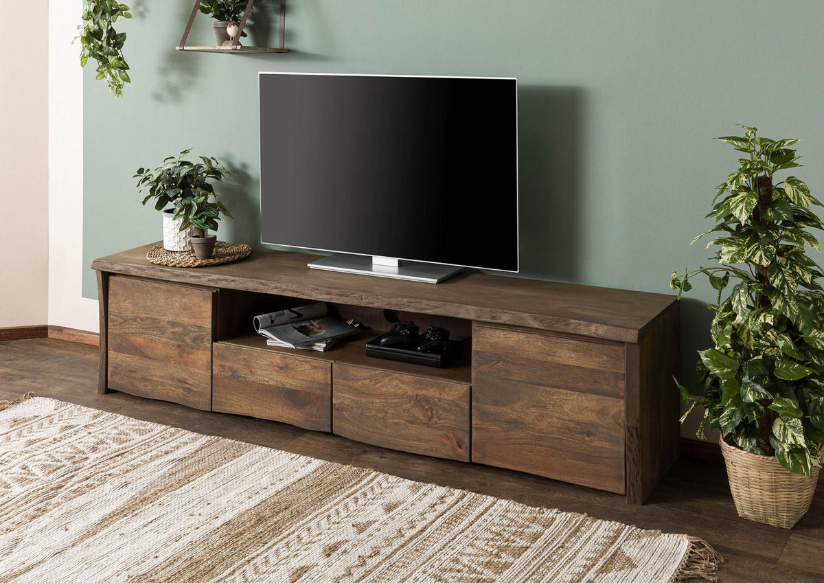 TV-BOARD Mango 200x45x50 braun geölt PURE MANGO #221 - Braun, Holz (45/50/200cm) - Massivmoebel24