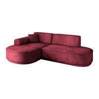 ECKSOFA Ottomane Links MARI-L1-v3 - 243x171x83 cm Bordeaux Velours - Bordeaux/Schwarz, Holzwerkstoff/Kunststoff (243/171cm) - ALTDECOR