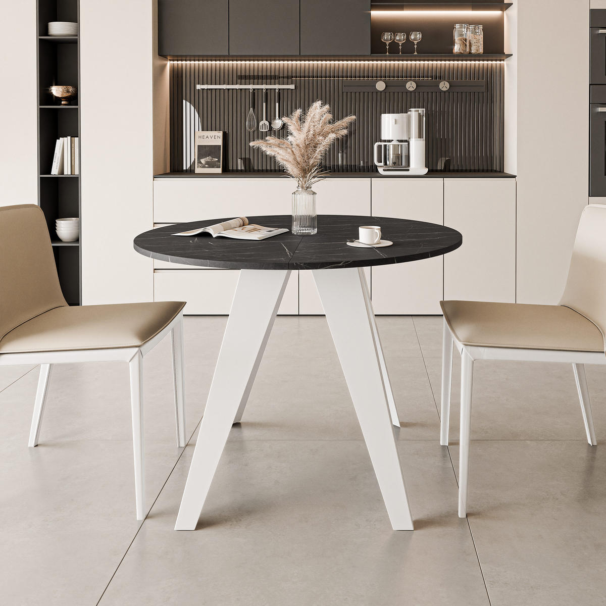 ESSTISCH ausziehbar auf MDF, Schwarz - Schwarz/Weiß, Holzwerkstoff (100/100/76cm) - Idohome