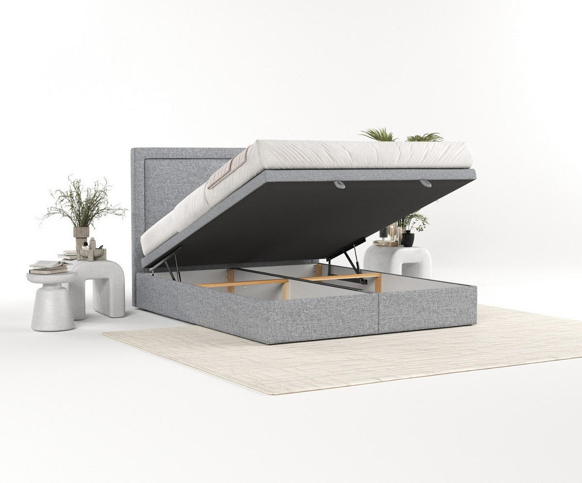 POLSTERBETT Salma mit Stauraum 160/200 cm Grau im Alta Stoff - Schwarz/Grau, Holz/Holzwerkstoff (160/200cm) - AltaBeds