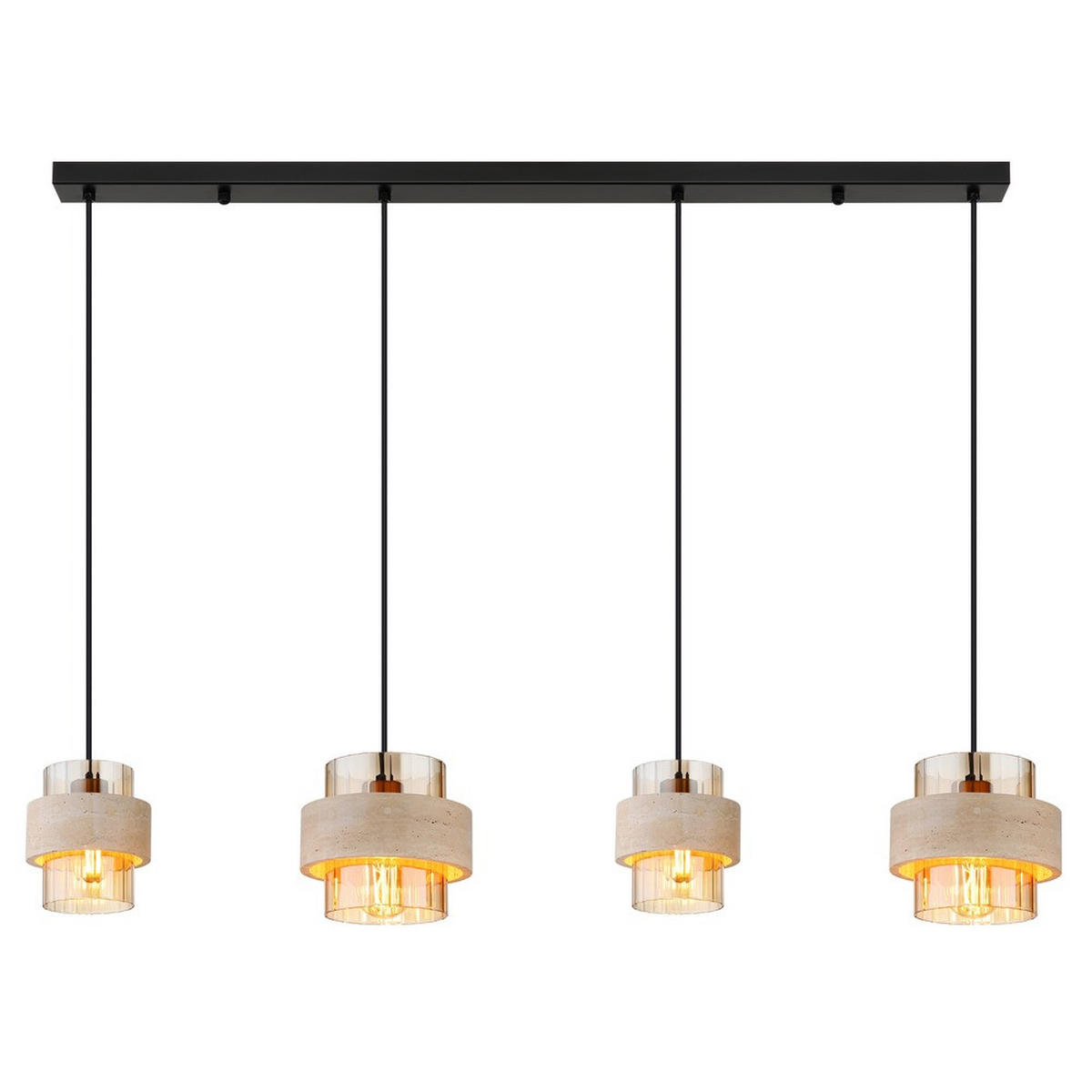 LED PENDELLEUCHTE DAREN, Metall, Schwarz, höhenverstellbar - Schwarz, Glas (108.7/18/120cm) - Globo Lighting