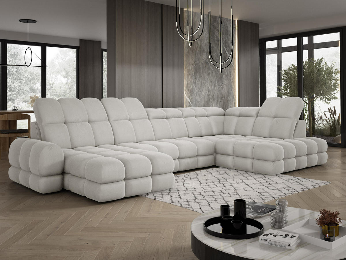 ECKSOFA TOLLO Solar-stoff U-form 400x217x105 cm esche - Silberfarben, Holz/Textil (217/400cm) - DomoHome