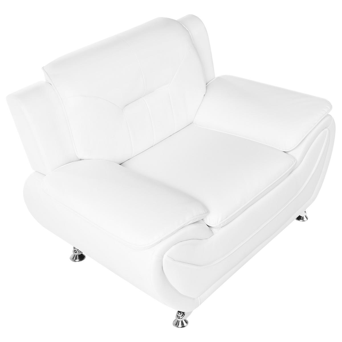 SESSEL Kunstleder Weiß Leira - Silberfarben/Weiß, Kunststoff/Metall (111/86/78cm) - Beliani
