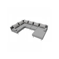 GARTENSOFA BAHAMA XL Links - Wetterfeste Balkonmöbel & Terrassenmöbel Außen - Moderne Lounge Möbel für Garten - Balkon & Terrasse - Grau - Grau, Kunststoff (370/75/222cm) - Trada