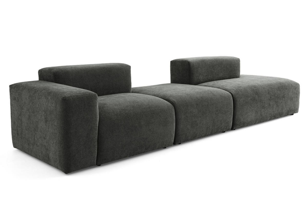 4-SITZER modulares Sofa HEAVEN SET 4 Rechts, Breite 335 cm Webstoff Dunkelgrau - Dunkelgrau/Schwarz, Holz/Kunststoff (102/71/335cm) - Muffo