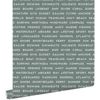 TAPETE maritime Strandtexte 53 cm x 10.05 m - Grün, Papier (53/0.1cm) - ESTAhome