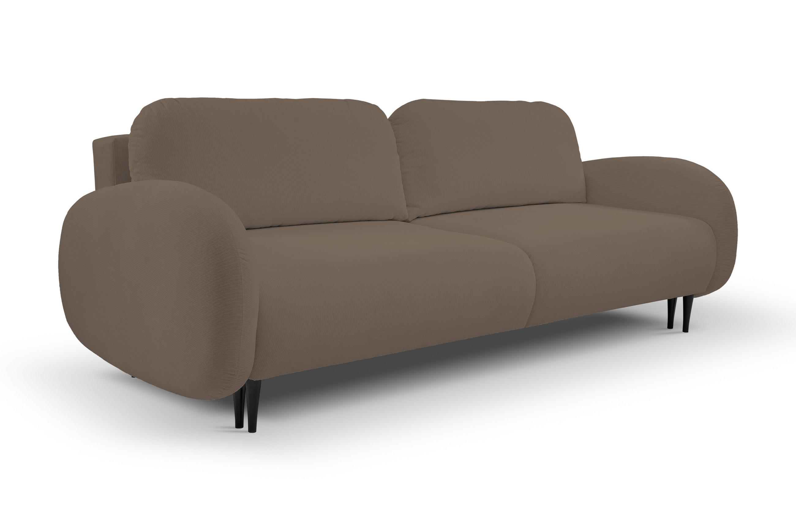 SOFA SOFT RunAgin Mit Schlaffunktion Und Bettkasten, PUR-Schaum, Schwarze Kunststofffüße, lose Rückenkissen, freistehend, 232x109x95 cm Cappuccino - Cappuccino, Holz/Textil (232/95/109cm) - DomoHome
