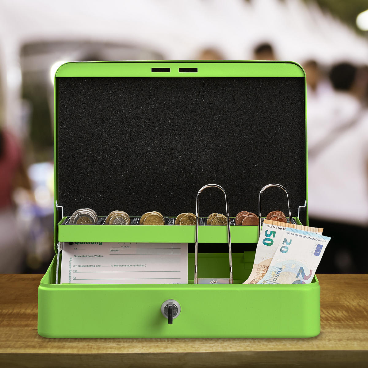 POKLADNIČKA na mince Euro - zelená, kov/plast (30.5/8.5/24.5cm) - Relaxdays