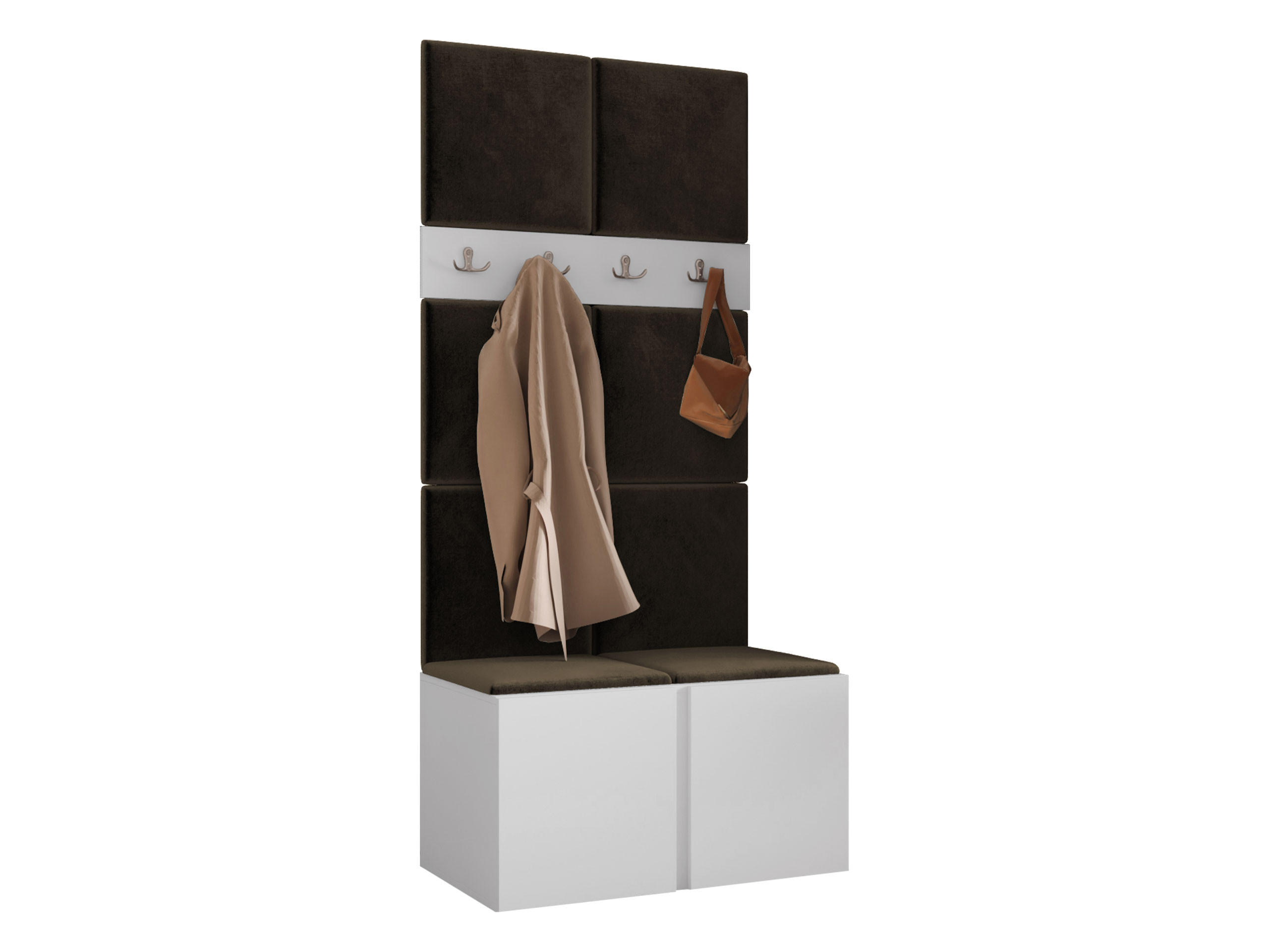 GARDEROBEN-SET Orion IV - Weiß/Braun, Holzwerkstoff/Kunststoff (84/186/46cm) - MIRJAN24