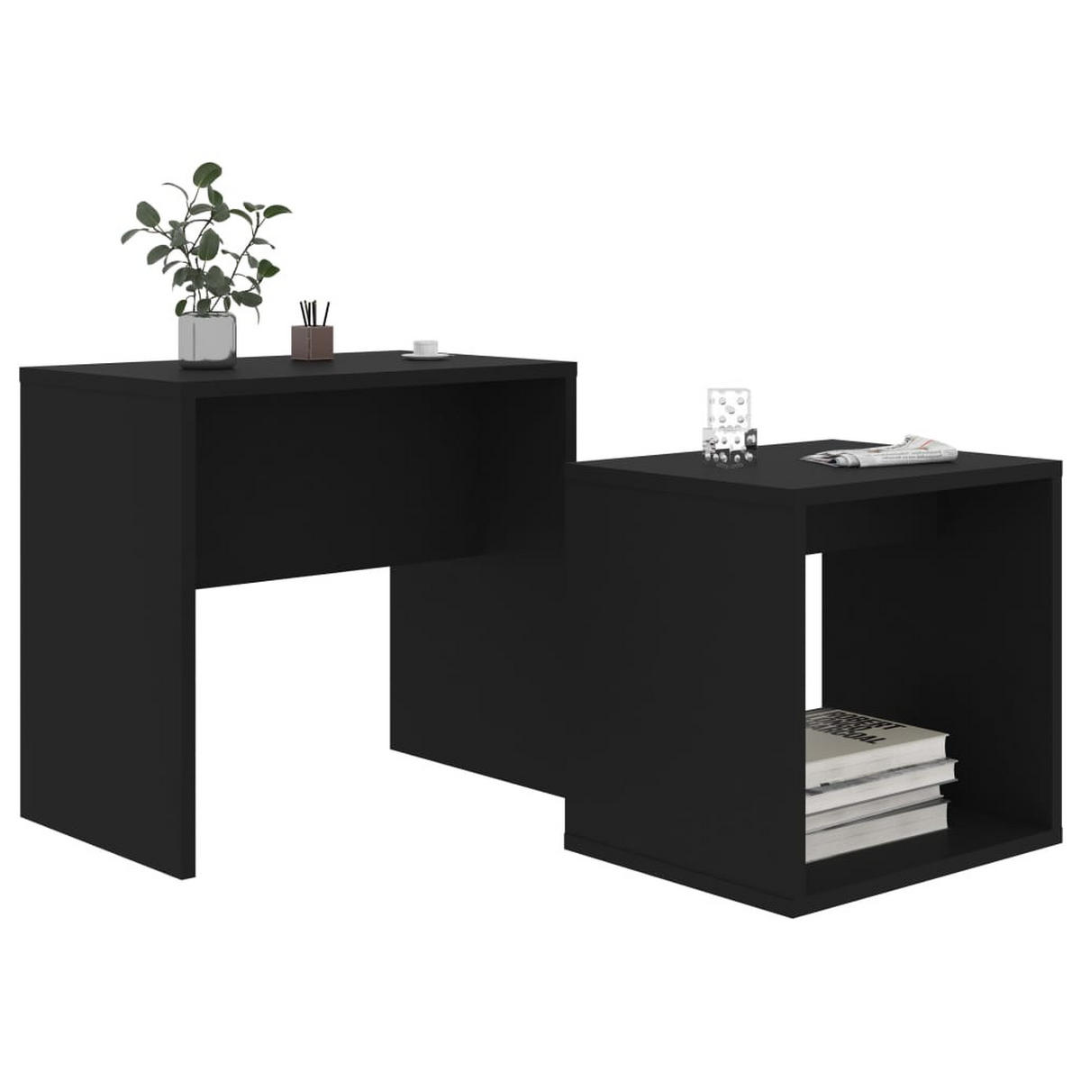 COUCHTISCH-SET Schwarz 48x30x45 cm Holzwerkstoff - Schwarz, Holzwerkstoff (48/30/45cm) - furnicato