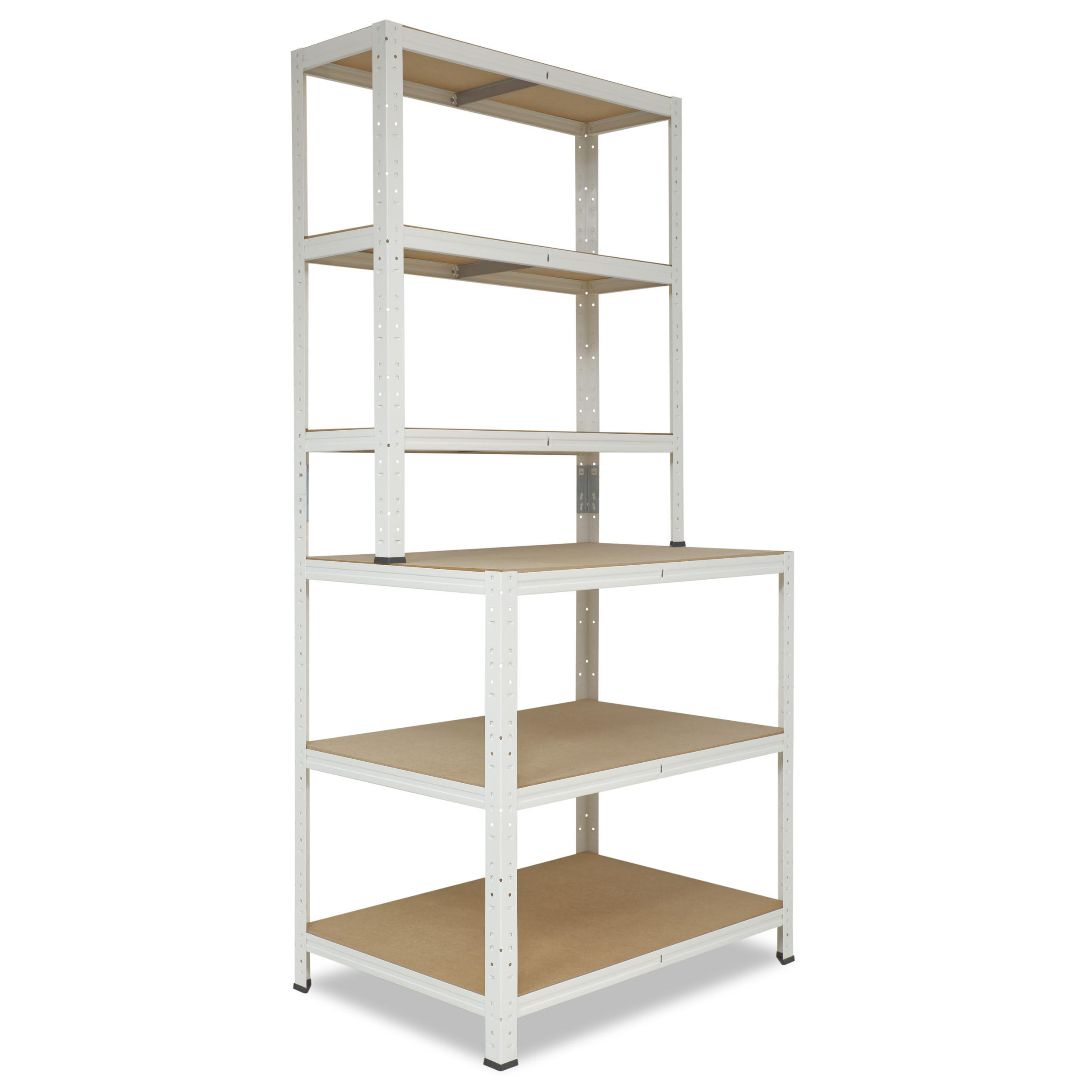 WERKBANK Regal HOME 190x100x60 cm in weiß mit 6 Böden und 145 kg Traglast pro Boden - Creme, Metall (100/190/60cm) - shelfplaza